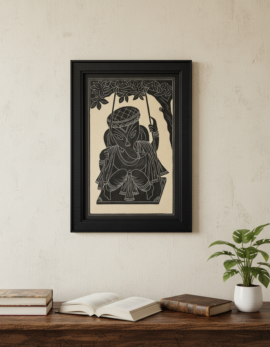 Ganeshji on Swing( Slate Art)
