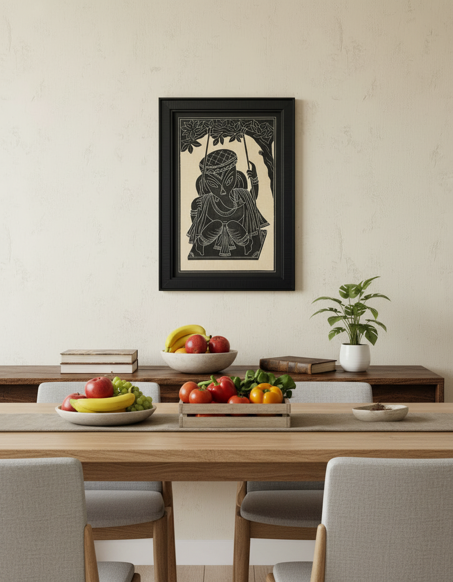 Ganeshji on Swing( Slate Art)