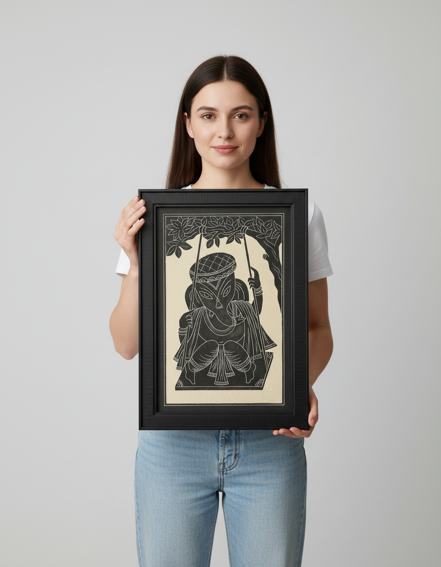 Ganeshji on Swing( Slate Art)