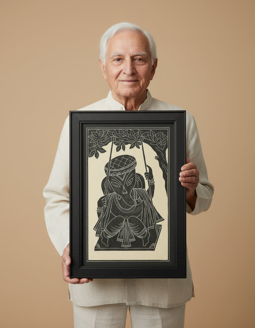 Ganeshji on Swing( Slate Art)