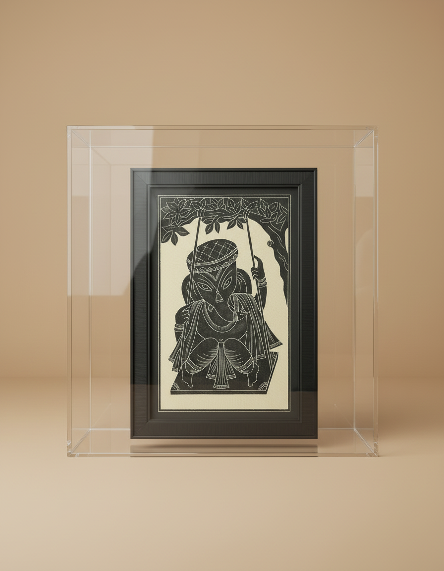 Ganeshji on Swing( Slate Art)