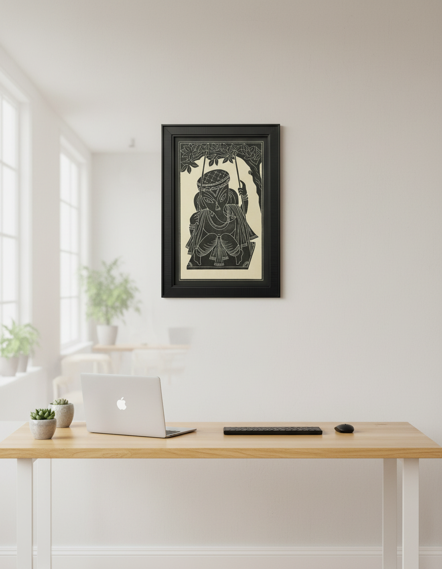 Ganeshji on Swing( Slate Art)